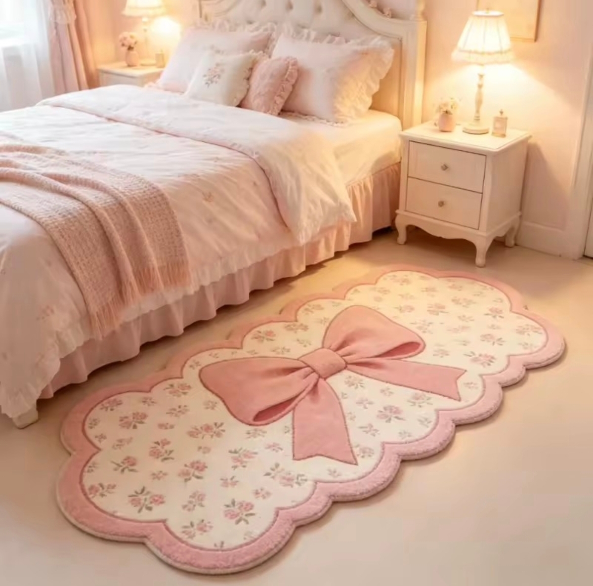 Aesthetic Bow Bedside Rug